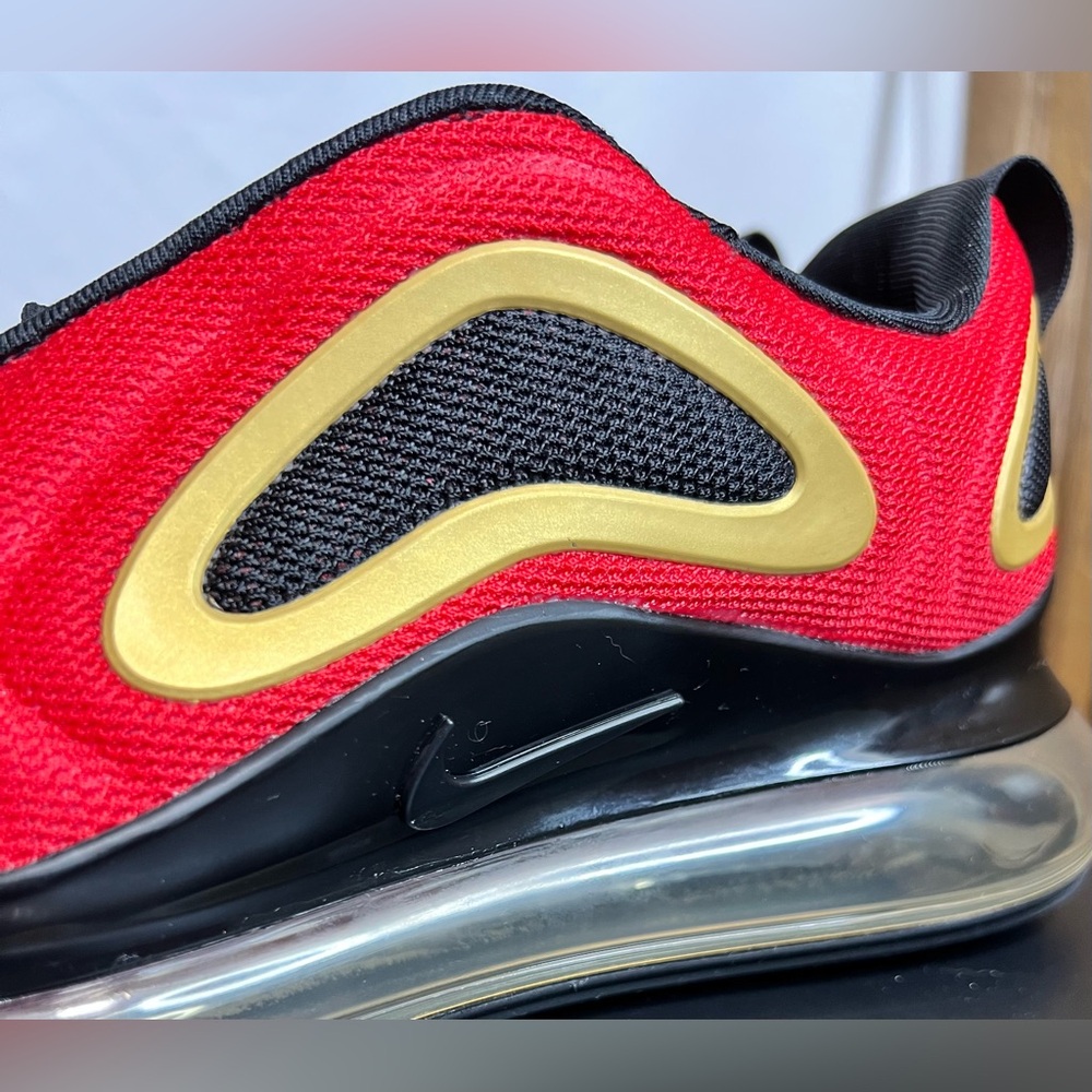 Nike Red and Gold Air Max 720 Sneakers Shoes Sporty Activewear Athletic Gym Run - Picture 3 of 15
